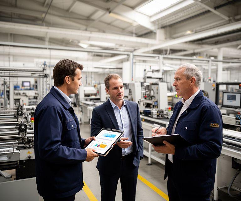 Stabilimento manifatturiero organizzato con responsabili di reparto e linea produttiva ottimizzata
