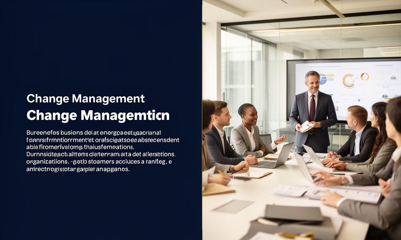 Manager e team in una riunione strategica sulla gestione del cambiamento